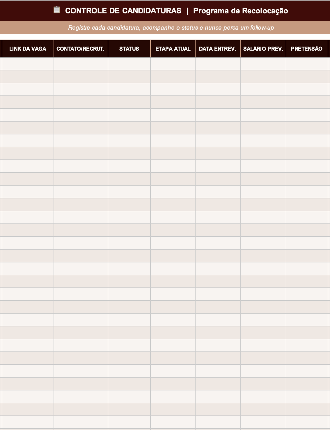 Dashboard da Recolocação